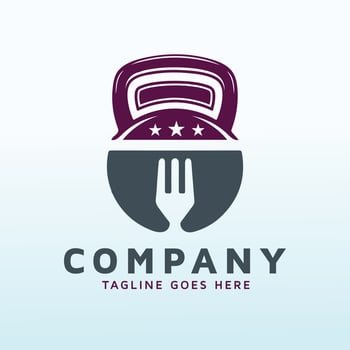 food delivery logo design with fitness icon vector