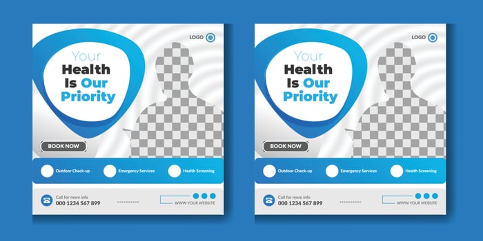 Medical health care social media post template, health banner template for social media, Medical square flyer template vector