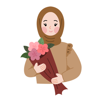 cute hijab woman character illustration png