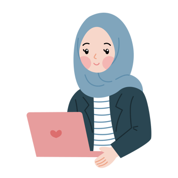 cute hijab woman character illustration png