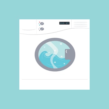 Vector illustration of a cartoon washing machine washer logo background graphic