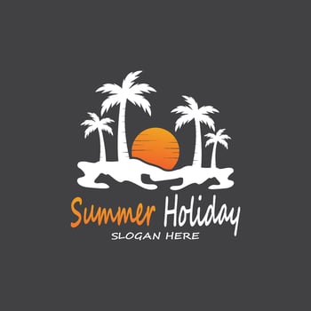 Palm Trees Summer Holidays Logo Design Vector Template Illustration