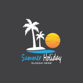 Palm Trees Summer Holidays Logo Design Vector Template Illustration