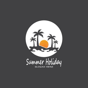 Palm Trees Summer Holidays Logo Design Vector Template Illustration