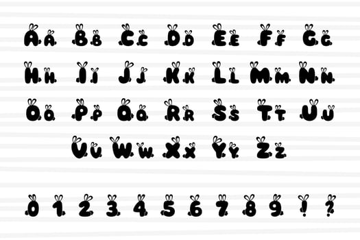 Rabbit alphabet in cartoon style vector