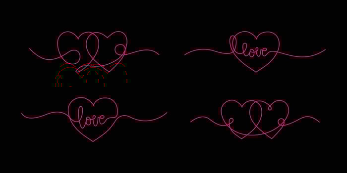 Set of romantic heart symbol. Valentines day sign element vector