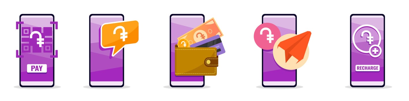Online Mobile Banking with Armenian Dram on Phone vector
