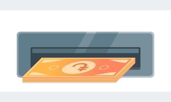 Withdraw Armenian Dram Money from ATM Illustration vector