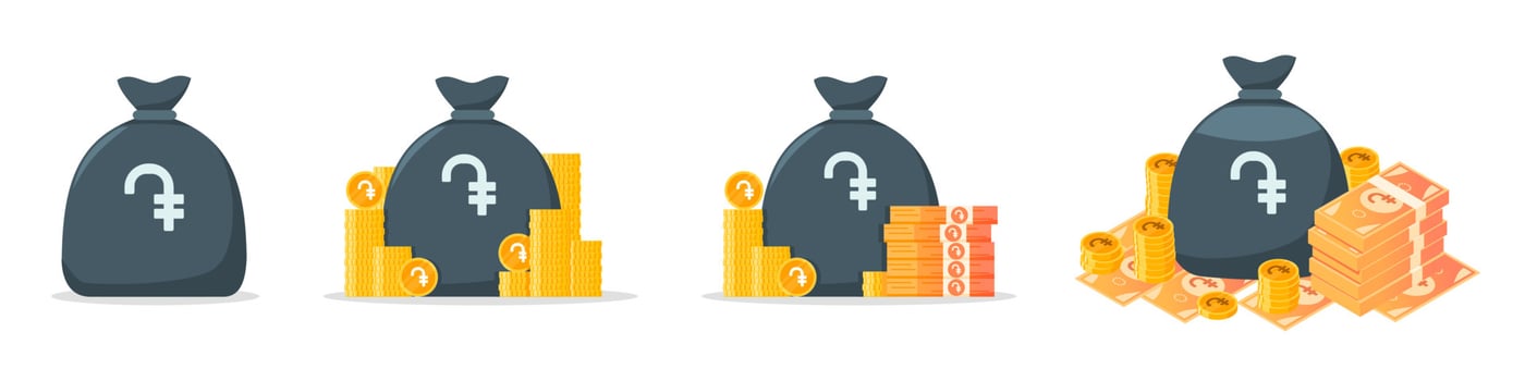 Armenian Dram Money Bag Icon Set vector