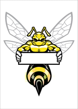 muscular wasp holding banner vector