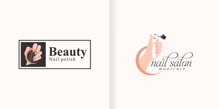 beautiful female hands with manicure. vector logo