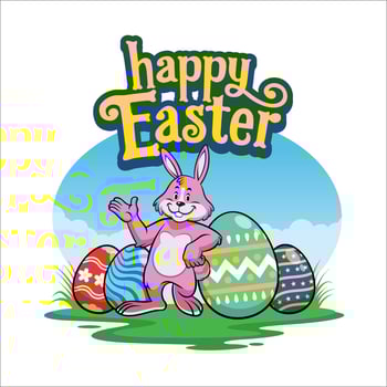 easter rabbit with easter eggs vector