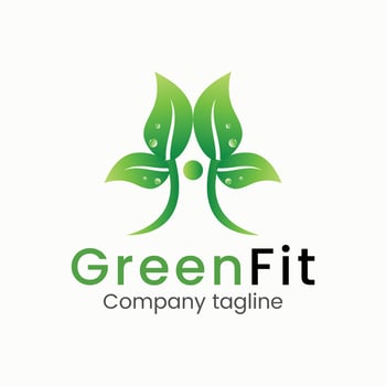 Green fit natural gradient company logo vector. vector