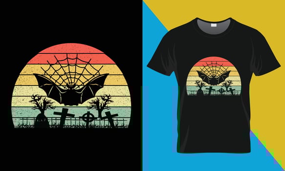 Halloween retro vintage t-shirt design . vector