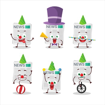 Cartoon character of newspaper with various circus shows vector