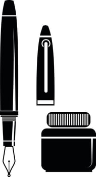 Vector Image Of A Pen And Small Bottle Of Ink
