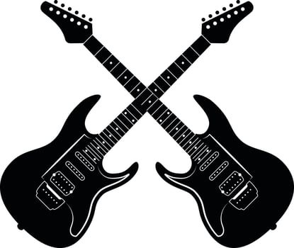 Monochrome Vector Image Of Two Electric Guitars