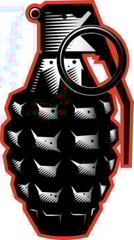 Black And White Illustration Of A Hand Grenade vector