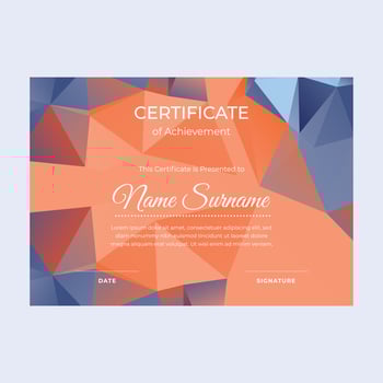 Orange certificate of achievement suitable for awards in corporate, personal business, and community vector