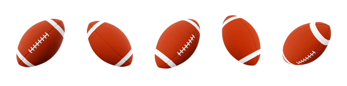 3d rendering american football standard ball icon set. 3d render contact team sport different positions icon set. png