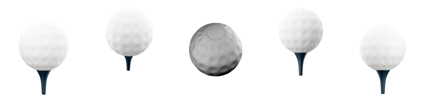 3d rendering golf ball icon set. 3d render ball for play to golf different positions icon set. png
