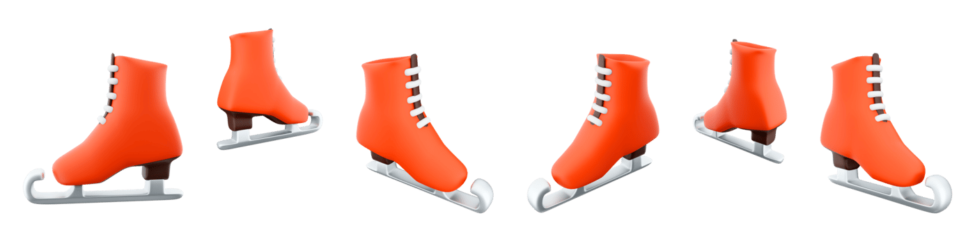 3d rendering ice figure skate icon set. 3d render skating sport, belongs to complex coordination sports different positions icon set. png
