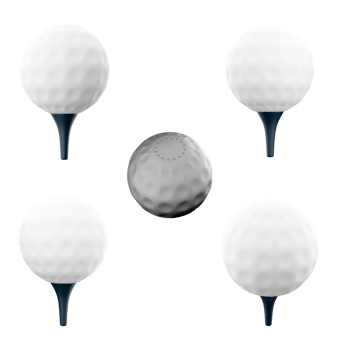 3d rendering golf ball icon set. 3d render ball for play to golf different positions icon set. png