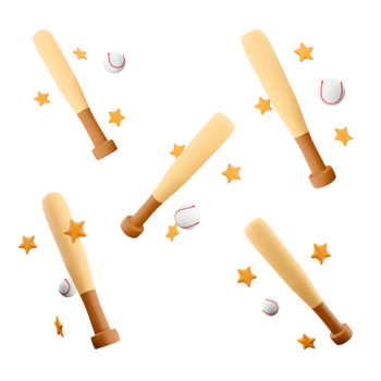 3d rendering baseball bat and ball icon set. 3d render team sports game with baseball and bat different positions icon set. png