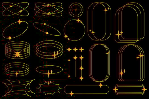 Modern blurry gradient designs in line style, trendy 90s, 00s psychedelic style. Aesthetics Y2K. Template for social media posts, digital marketing. vector