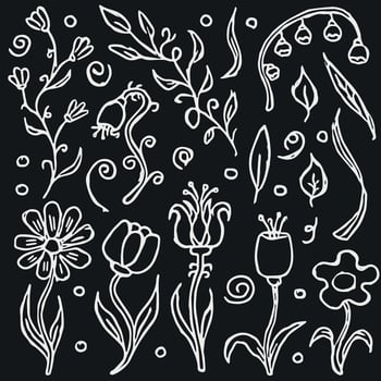 Floral background. Doodle background with flowers. Spring pattern vector