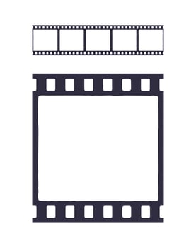 Seamless template of silhouette of cinema or photo strip. Simple black retro pattern of filmstrip for brush. Film industry. Vector illustration with outline. Clip art Isolated on white background