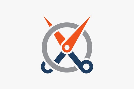 Scissors icon vector illustration Logo template. Barber haircut salon Logotype Concept.