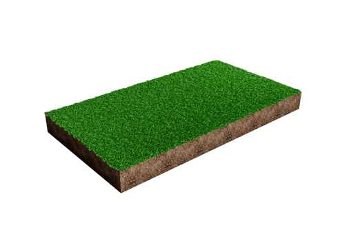 Rectangle soil ground cross section with earth land and green grass, realistic rectangle cutaway terrain floor 3d illustration png