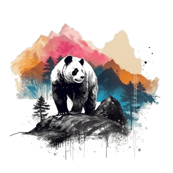 Watercolor painting of Cute Panda png