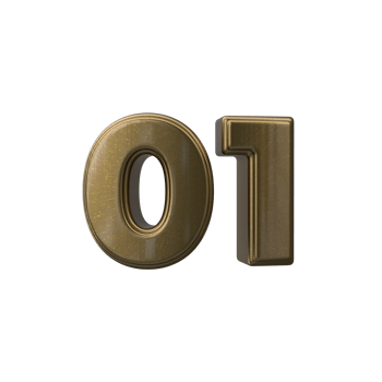 Number 01 3D render transparent background png