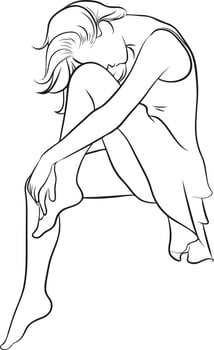 Fashion Woman Line Drawing. vector