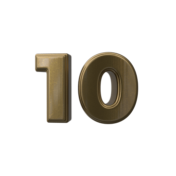 Number 10 3D render transparent background png