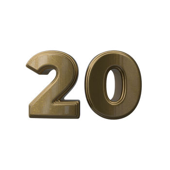 Number 20 3D render transparent background png