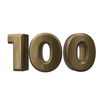 Number 100 3D render transparent background png