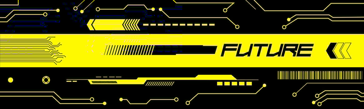 Futuristic Black and Yellow Banner in Cyberpunk Style vector