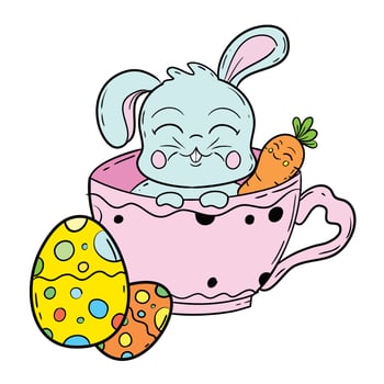 Cute Bunny on Cup of Tea vector