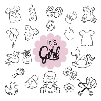 Set of Cute Baby Shower vector