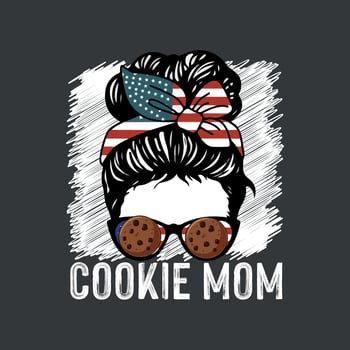 cookie mom messy bun american flag t shirt design vector