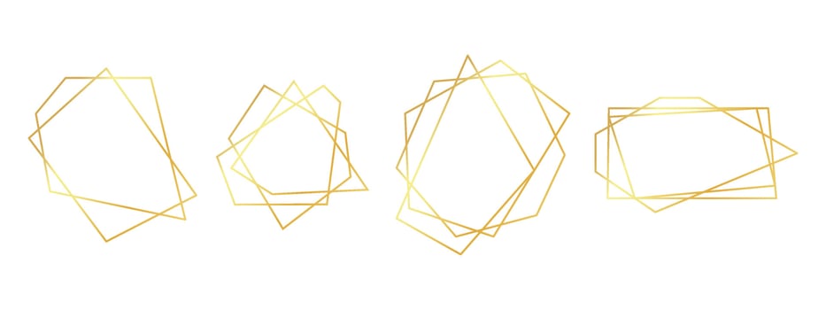 Gold wedding geometric frames. Luxury polygonal borders isolated on white background vector