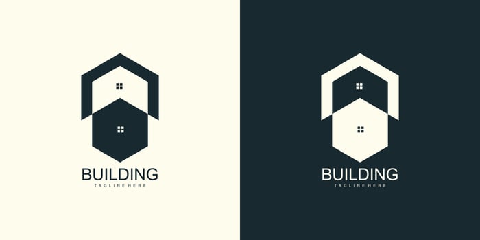 Real estate apartment logo design with building structure vector