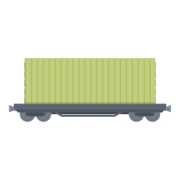 Green cargo wagon icon cartoon vector. Train goods vector