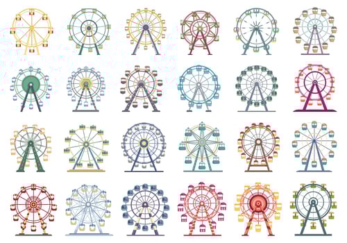 Ferris wheel icons set cartoon vector. Carousel play vector
