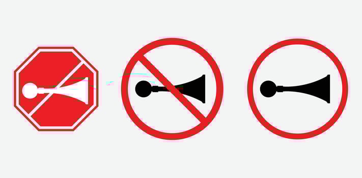 Vector forbidden sign horn makes a loud sound no noise sign