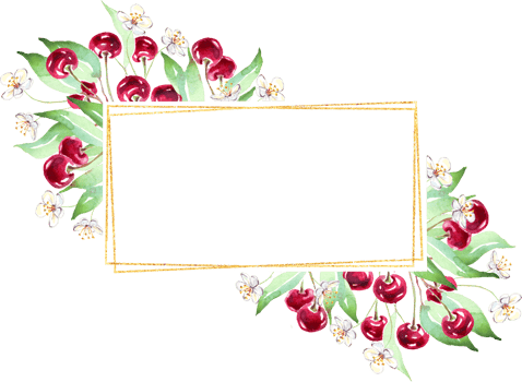 Cherry frame. Watercolor clipart png