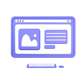 3d illustration display website on the computer object png